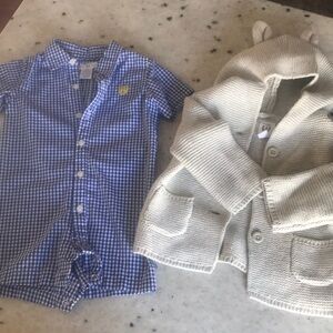 Baby Boy 3 mo lot Chaps Romper Baby Gap Knit Sweater